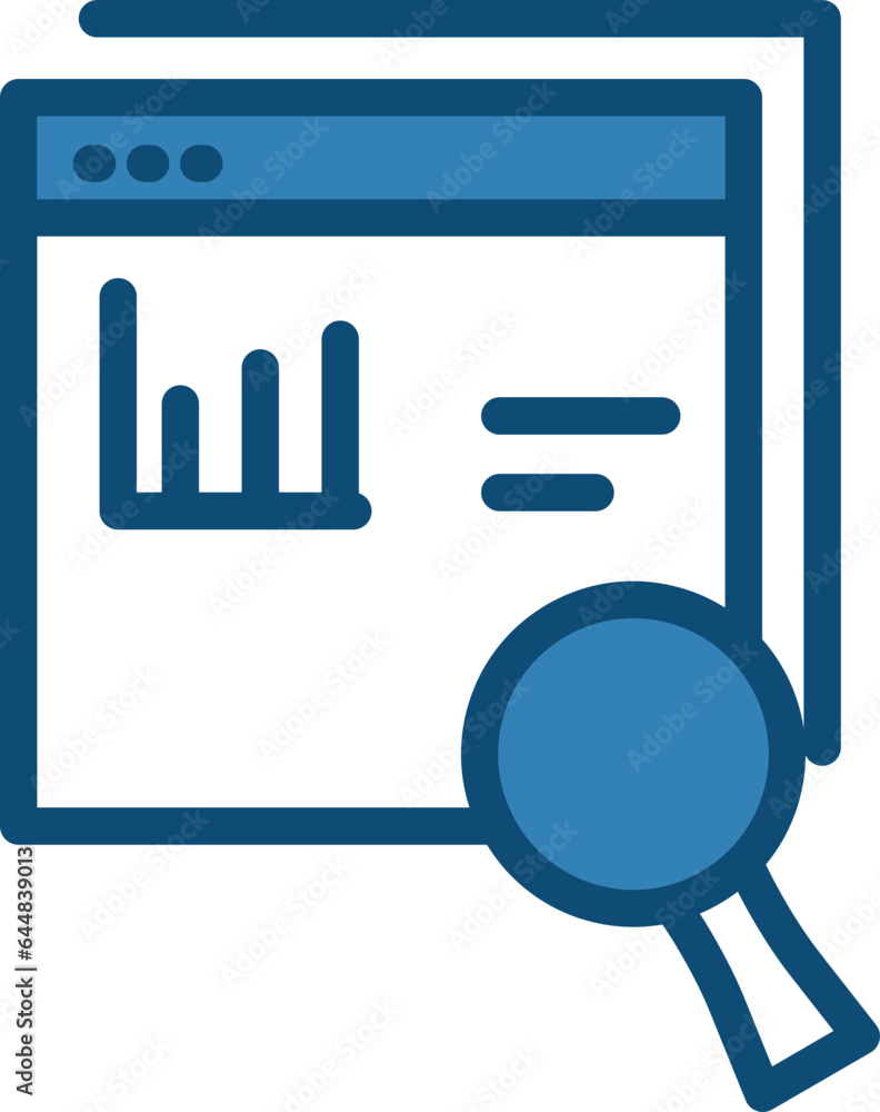 Search Chart Icon In Blue And White Color. Search Chart Icon In Blue And White Color.