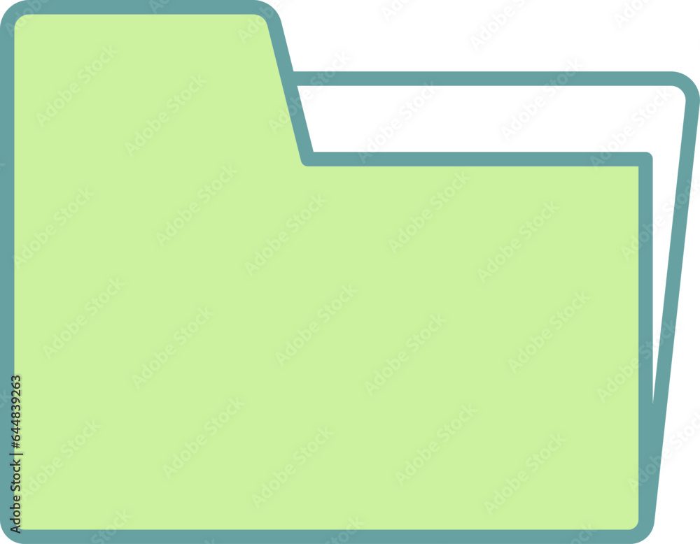 File Folder Icon In Green And White Color. File Folder Icon In Green And White Color.