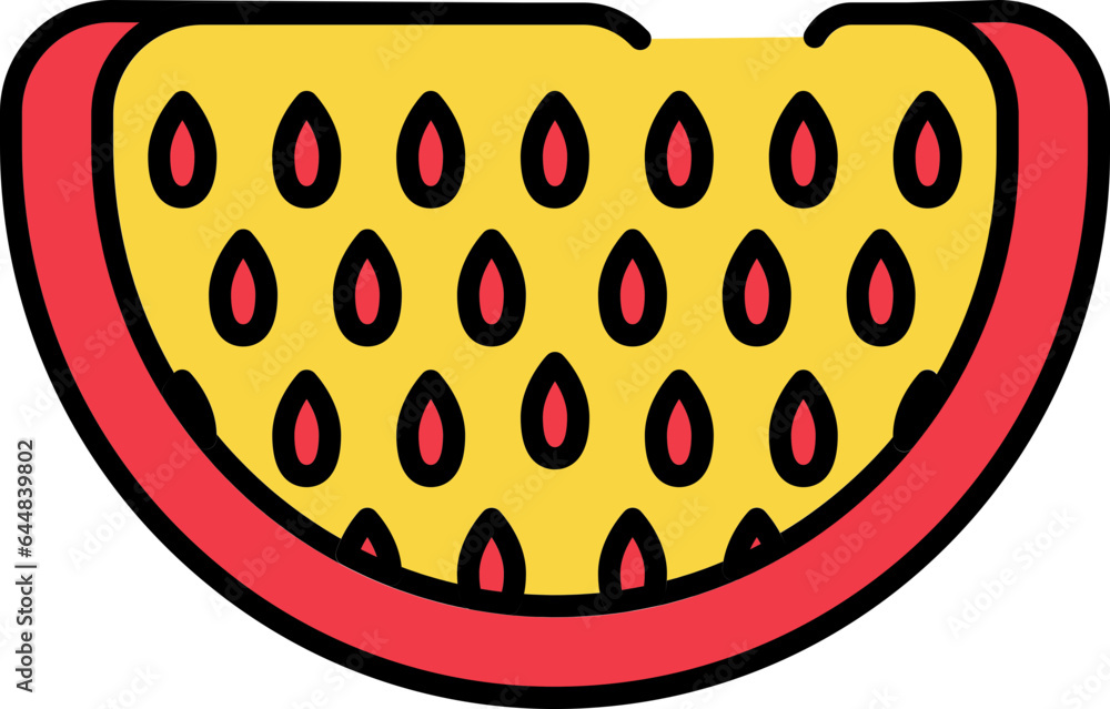 Obraz premium Watermelon Slice Icon In Red And Yellow Color.
