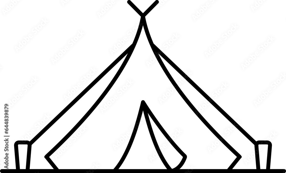Camping Tent Icon In Black Line Art. Camping Tent Icon In Black Line Art.