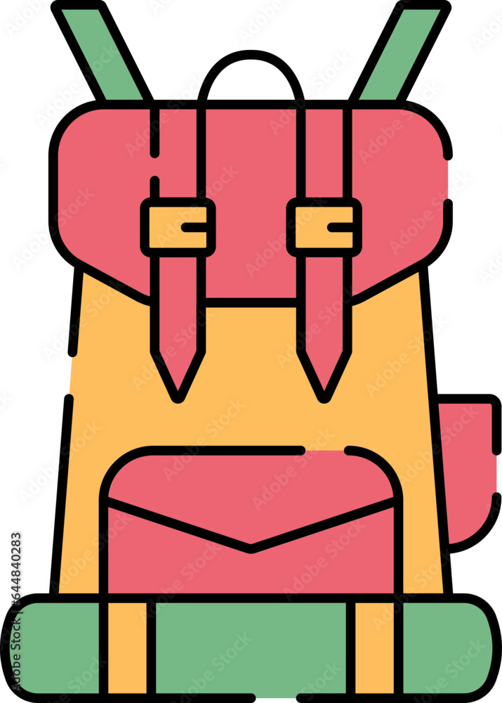 Colorful Backpack Icon In Flat Style. Colorful Backpack Icon In Flat Style.