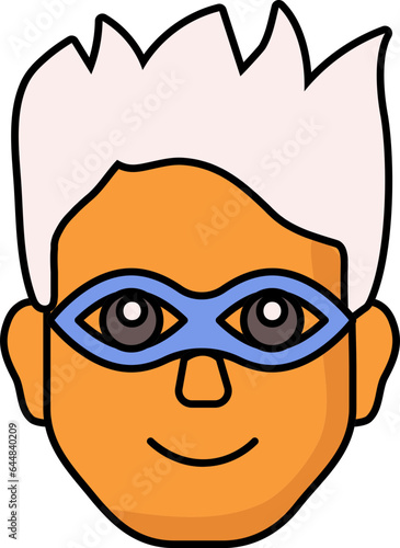 Eye Mask Wearing Man Face Colorful Icon.