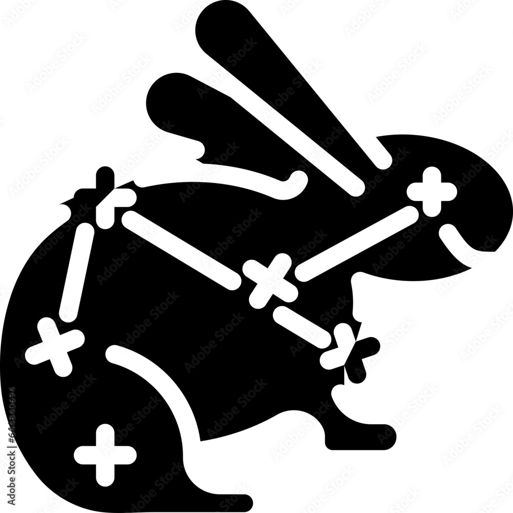 Glyph Style Constellation Rabbit Icon Or Symbol. Glyph Style Constellation Rabbit Icon Or Symbol.