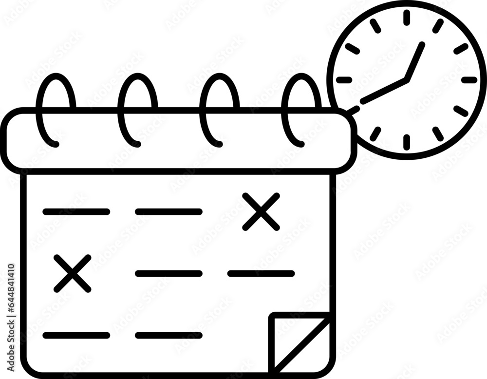 Schedule Icon In Black Line Art. Schedule Icon In Black Line Art.