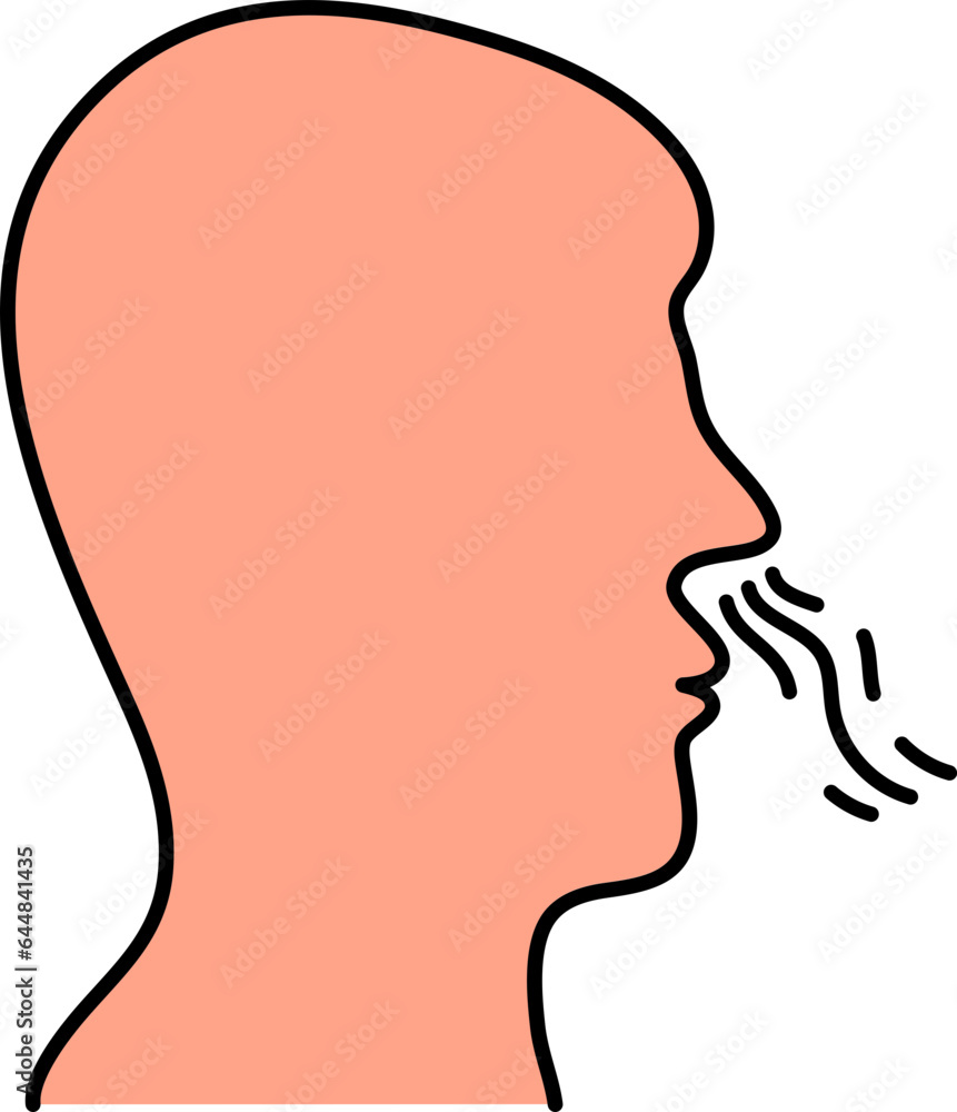 Man Coughing Icon In Peach Color. Man Coughing Icon In Peach Color.