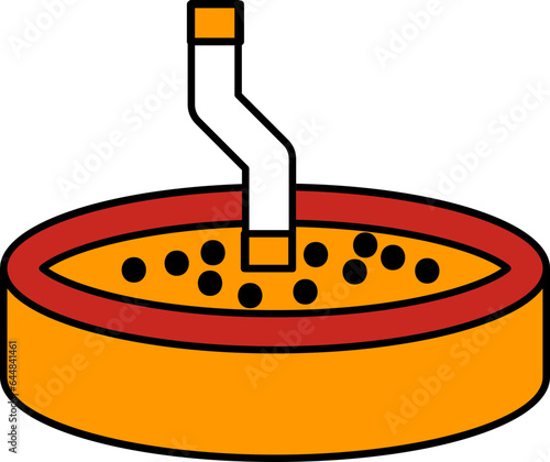 Colorful Ashtray Icon In Flat Style.