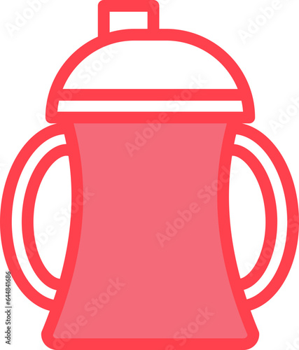 Sippy Cup Icon In Red And White Color.