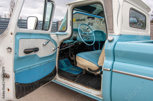 blue old classic pickup for the winter road © chorchephoto