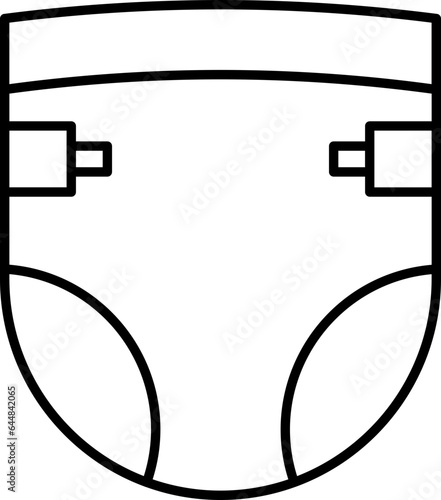 Baby Diaper Icon In Black Outline.