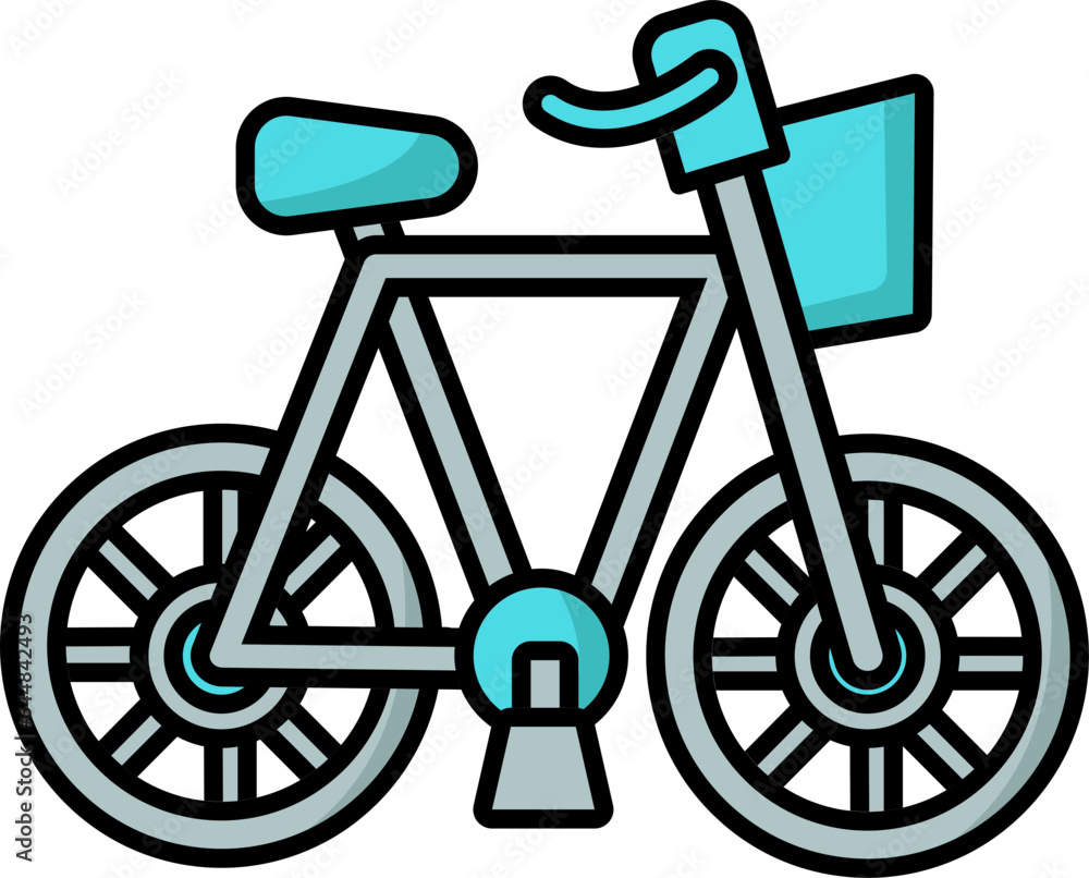 Basket Bicycle Flat Icon In Blue And Grey Color. Basket Bicycle Flat Icon In Blue And Grey Color.