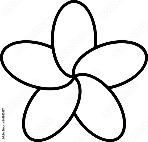 Plumeria Flower Flat Icon In Black Stroke.