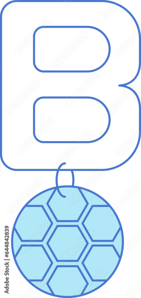 Obraz premium Letter B For Ball Icon In Blue And White Color.