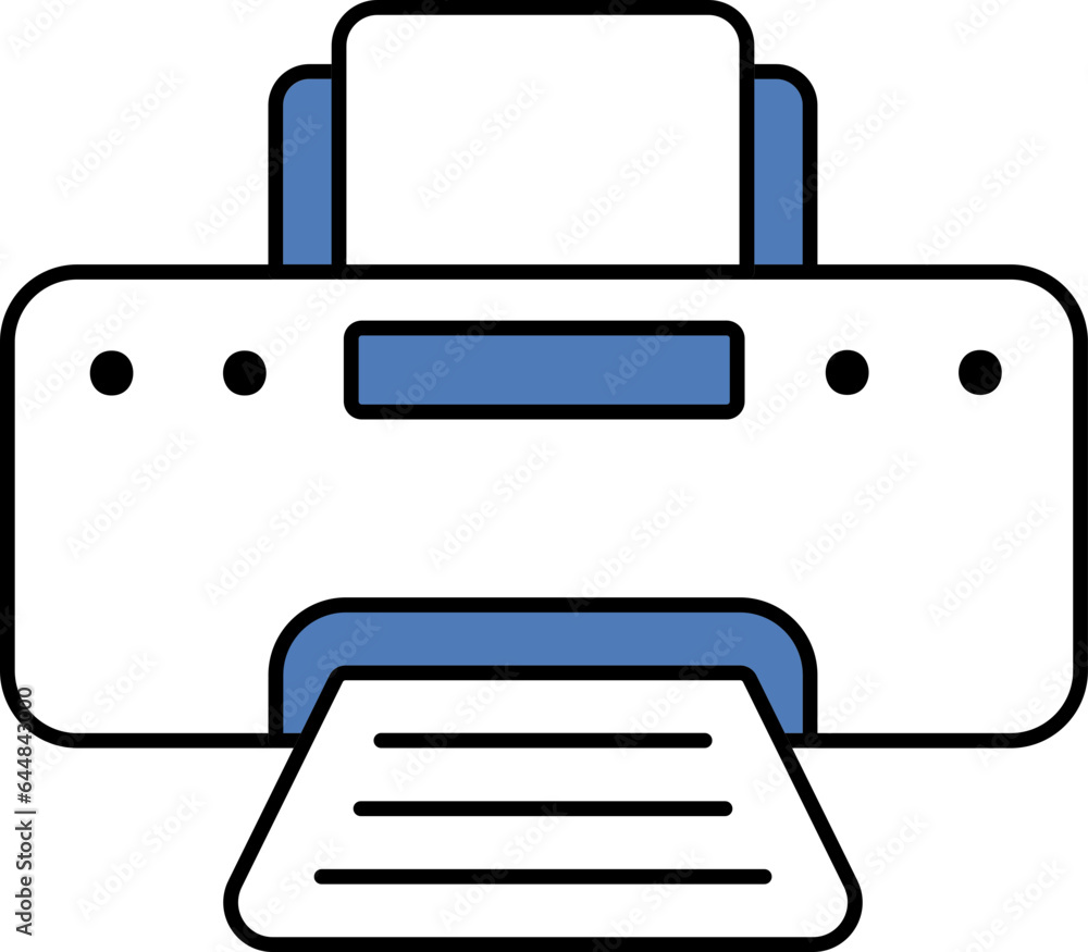 Isolated Printer Icon In Blue And White Color. Isolated Printer Icon In Blue And White Color.
