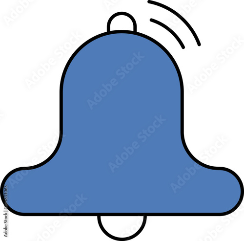 Isolated Bell Icon In Blue Color.