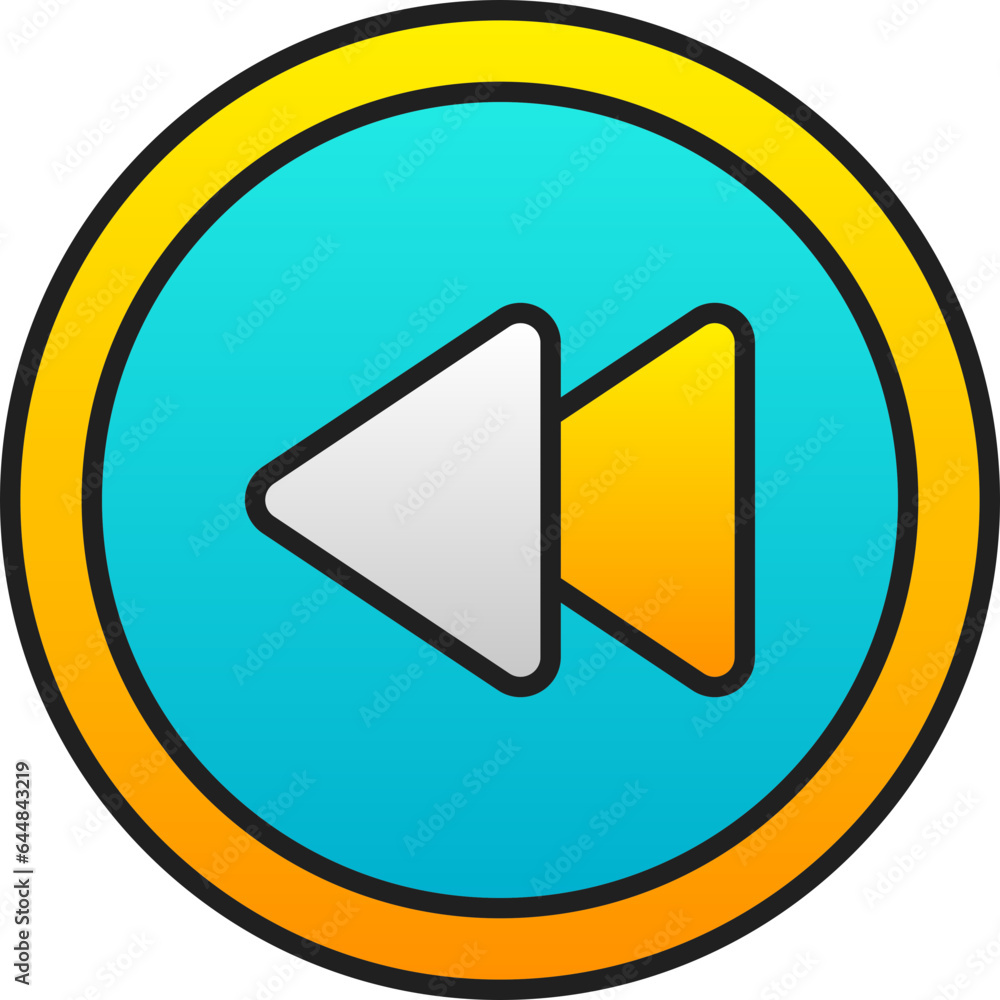 Backward Button Icon In Gradient Yellow And Blue Color. Backward Button Icon In Gradient Yellow And Blue Color.