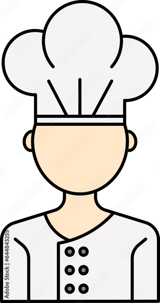 Faceless Chef Icon In Gray And Pastel Yellow Color.