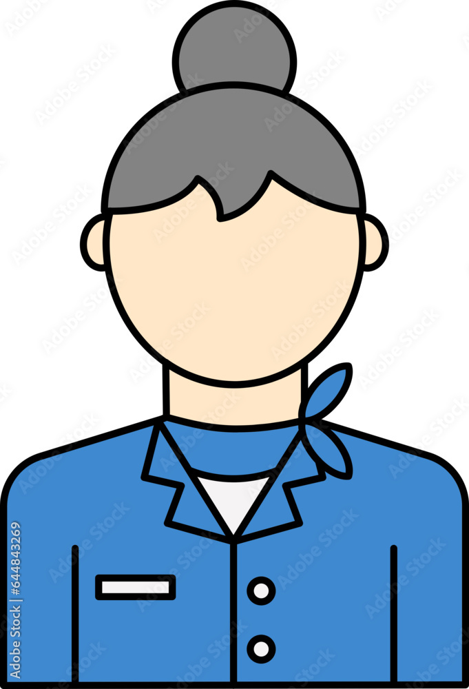 Air Hostess Icon In Blue And Pastel Yellow Color. Air Hostess Icon In Blue And Pastel Yellow Color.