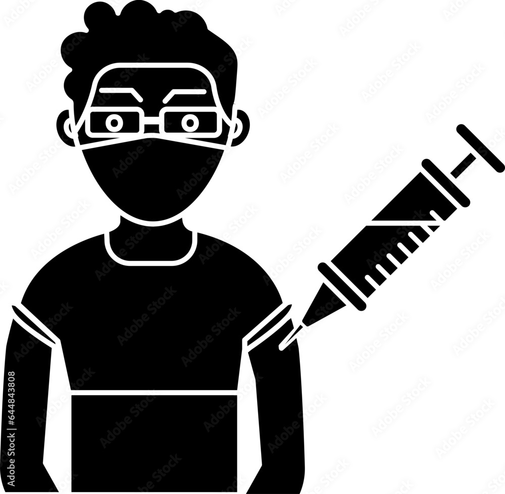 Avatar Vaccination Icon In B&W Color. Avatar Vaccination Icon In B&W Color.