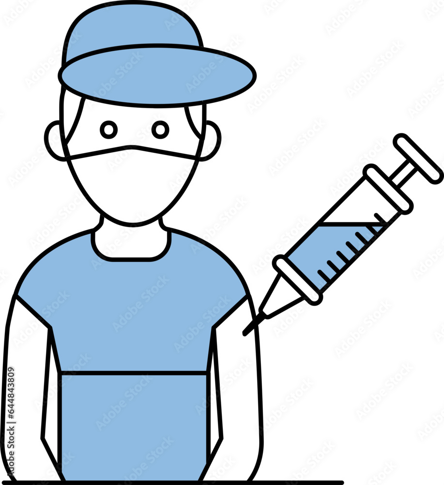 Isolated Avatar Vaccination Icon In Blue Amd White Color. Isolated Avatar Vaccination Icon In Blue Amd White Color.