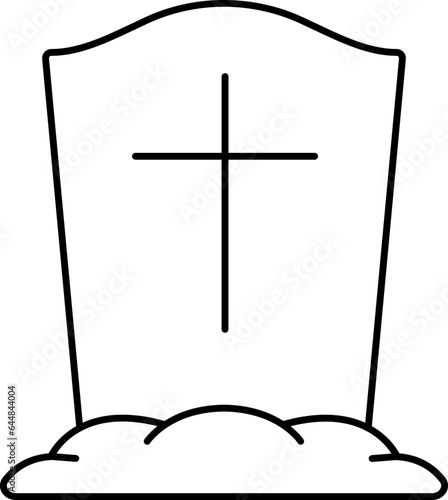 Tombstone Icon In Black Line Art.