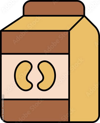 Brown And Yellow Soya Milk Packat Icon.