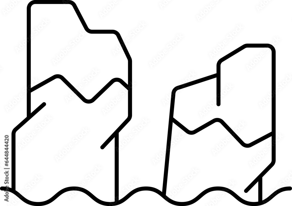 Halong Bay Icon In Black Outline. Halong Bay Icon In Black Outline.
