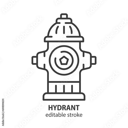 Fire hydrant line icon. Fireplug symbol. Equipment for firefighting vector sign. Editable stroke.