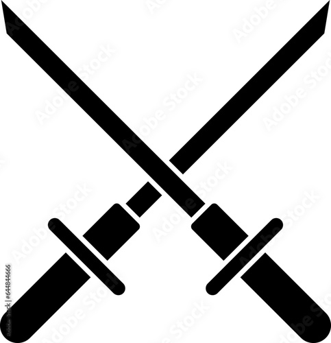 Crossed Swords Icon In B&W Color.
