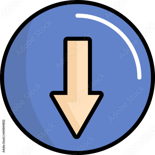 Down Arrow Button Icon In Peach And Orange Color.