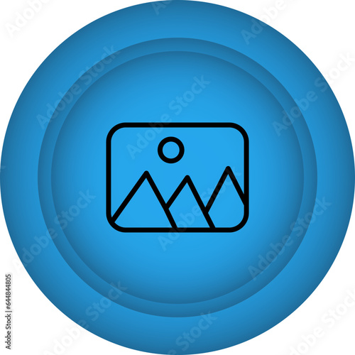 Galley Button Blue Icon In Flat Style.