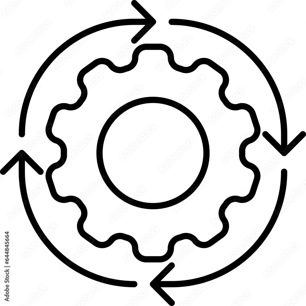 Reload Setting Icon In Black Line Art.