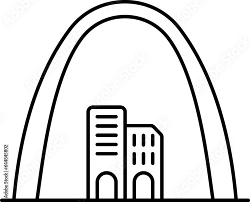 Gateway Arch Icon In Black Line Art.