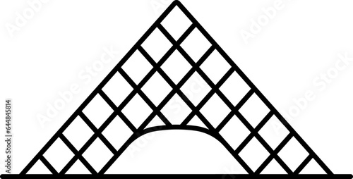 Louvre Pyramid Icon In Line Art.