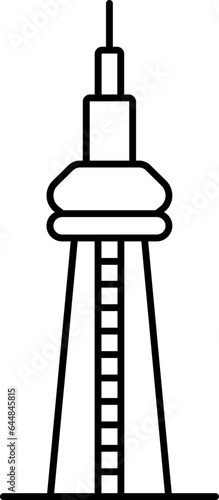CN Tower Icon In Black Line Art.