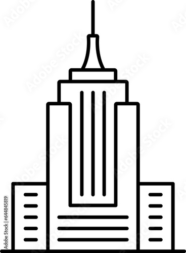 Empire State Building Icon In Line Art.