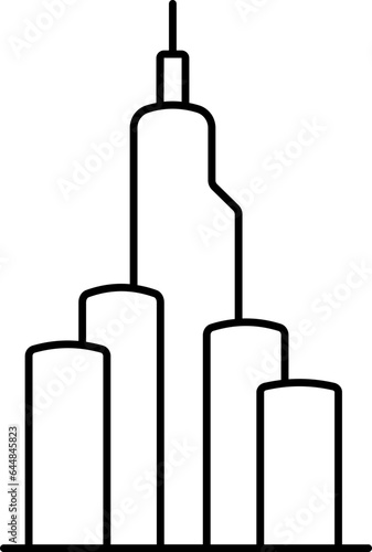 Burj Khalifa Icon In Black Outline.
