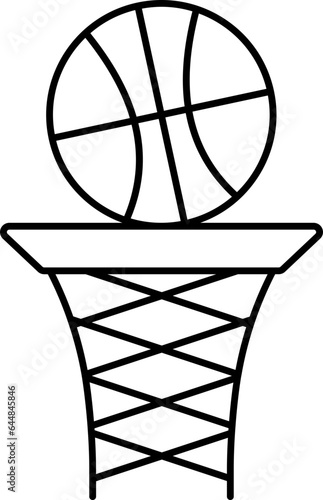 Basketball Net Icon In Black Line Art.