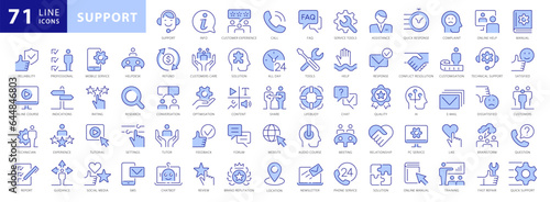 Foto Customer Service and Support, Thin Line Icon Set