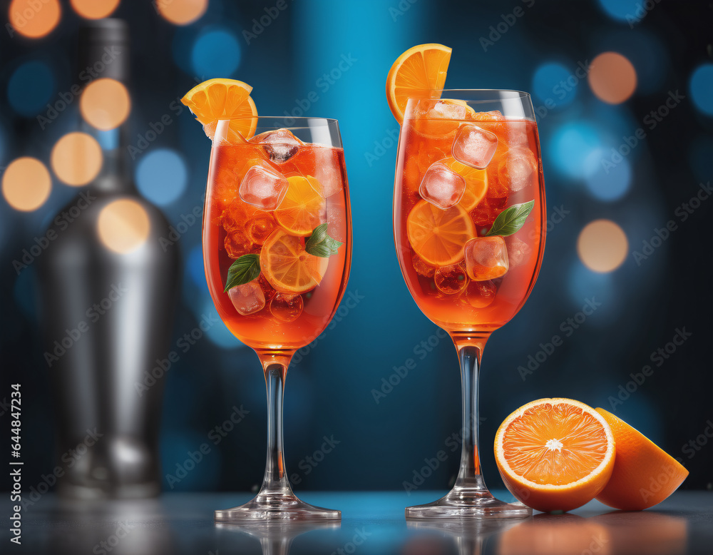 image capturing the vibrant details of a close-up Aperol Spritz, a delightful Italian cocktail image capturing the vibrant details of a close-up Aperol Spritz, a delightful Italian cocktail