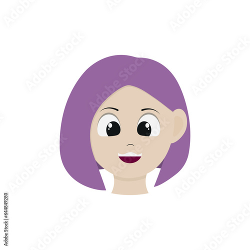 Girl with purple hair and anime eyes.