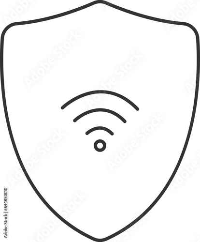Wifi Or Hotspot With Shield Icon In Black Ouline.