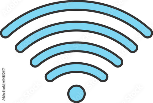 Blue Wifi Or Hotspot Icon In Flat Style.