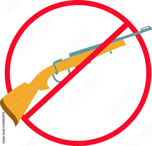 Flat Style Ban To Hunting Icon Or Symbol.