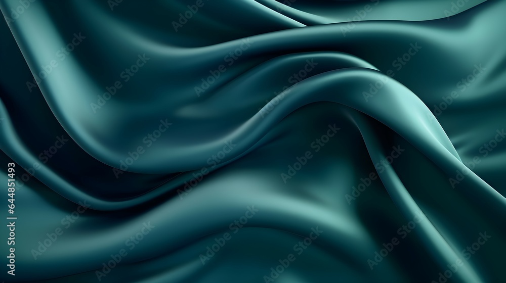 Elegance in Simplicity: Dark Blue Green Silk Satin Background - Captivating Copy Space, Blank Canvas for Creativity