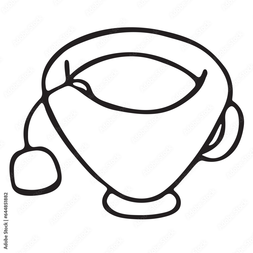 Vector black and white graphic doodle illustration of a cup on a white background. Vector black and white graphic doodle illustration of a cup on a white background.