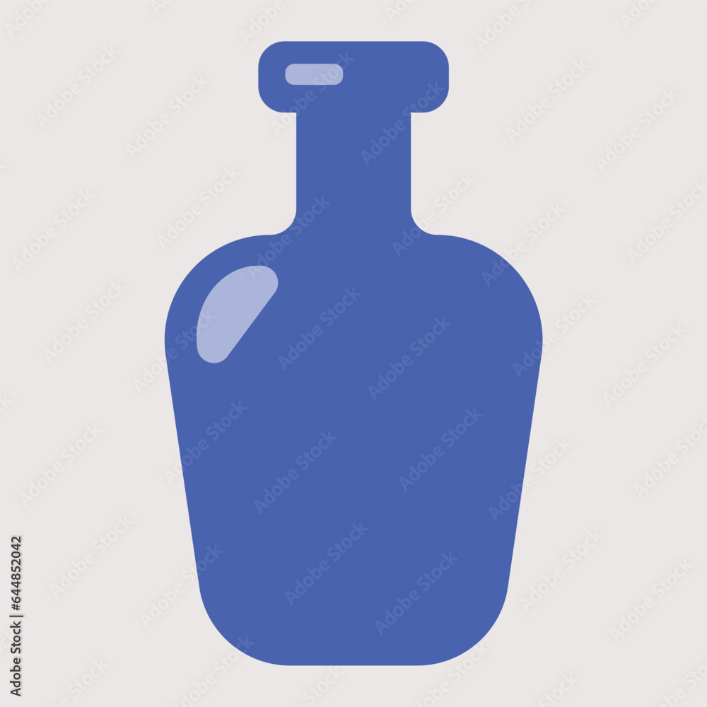 Graphic vector illustration of a blue bottle on a beige background Graphic vector illustration of a blue bottle on a beige background