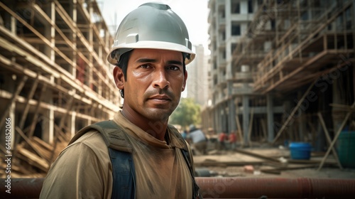 Construction worker in front of building project, AI generated Image © musa