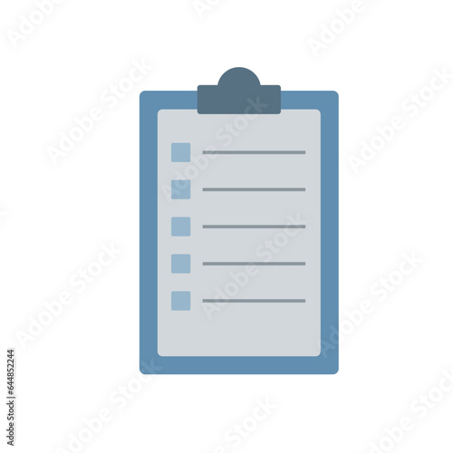 Vector illustration of blue-gray business icons. Stationery tablet with clip for sheet of paper. Tablet for keeping list. © Elena Khachatrian