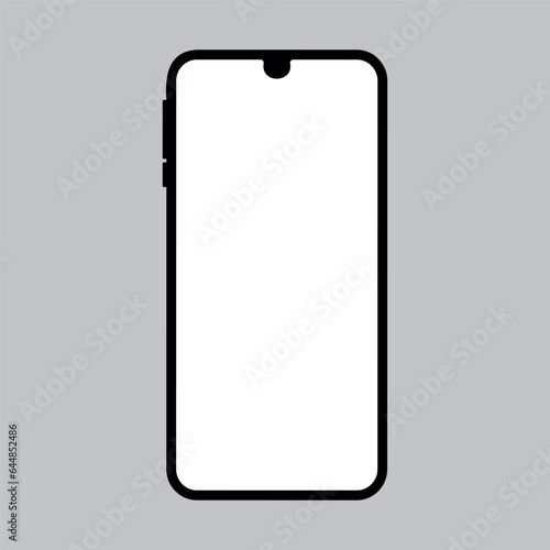Graphic vector illustration of a black phone on a gray background.