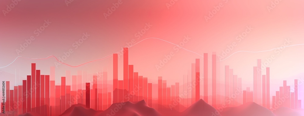 Financial Graph on Light Red Background